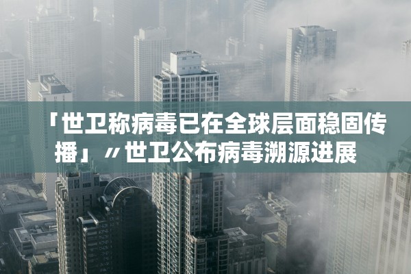 「世卫称病毒已在全球层面稳固传播」〃世卫公布病毒溯源进展