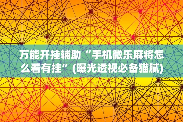 万能开挂辅助“手机微乐麻将怎么看有挂”(曝光透视必备猫腻)