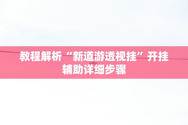 教程解析“新道游透视挂”开挂辅助详细步骤