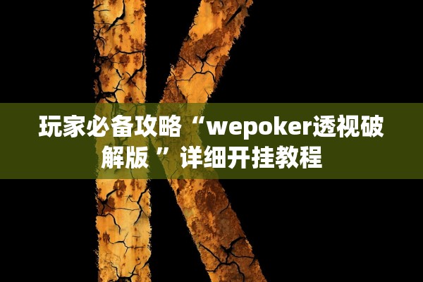 玩家必备攻略“wepoker透视破解版 ”详细开挂教程