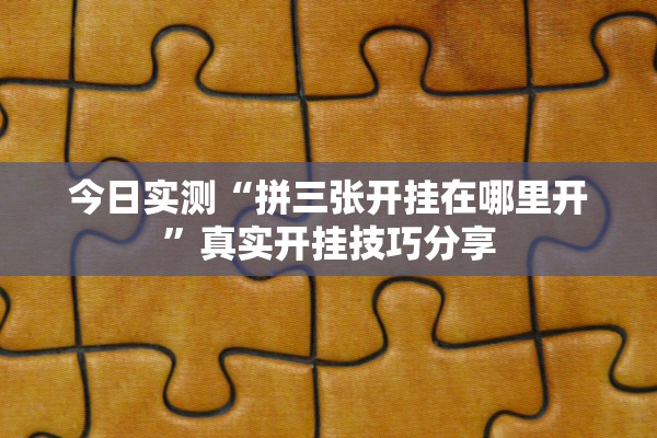 今日实测“拼三张开挂在哪里开”真实开挂技巧分享