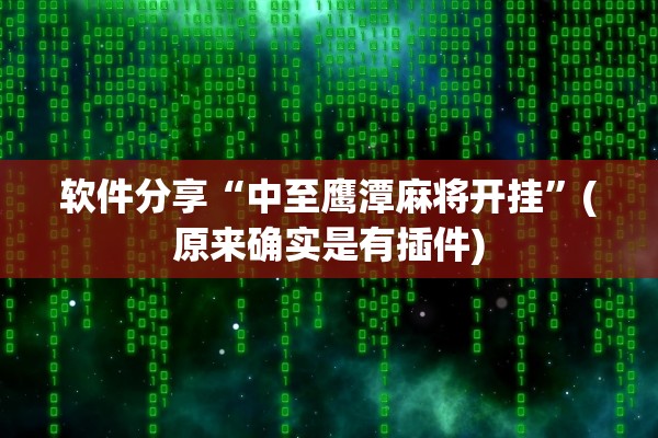 软件分享“中至鹰潭麻将开挂”(原来确实是有插件)