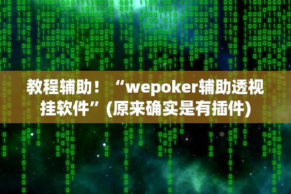 教程辅助！“wepoker辅助透视挂软件”(原来确实是有插件)