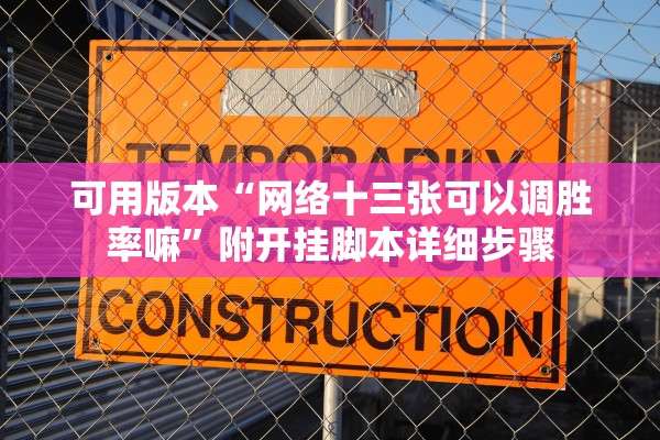 可用版本“网络十三张可以调胜率嘛”附开挂脚本详细步骤