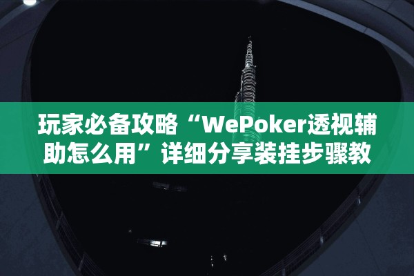 玩家必备攻略“WePoker透视辅助怎么用”详细分享装挂步骤教程