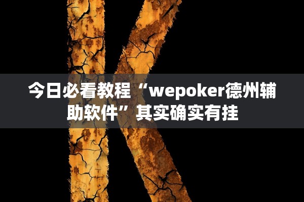 今日必看教程“wepoker德州辅助软件	”其实确实有挂