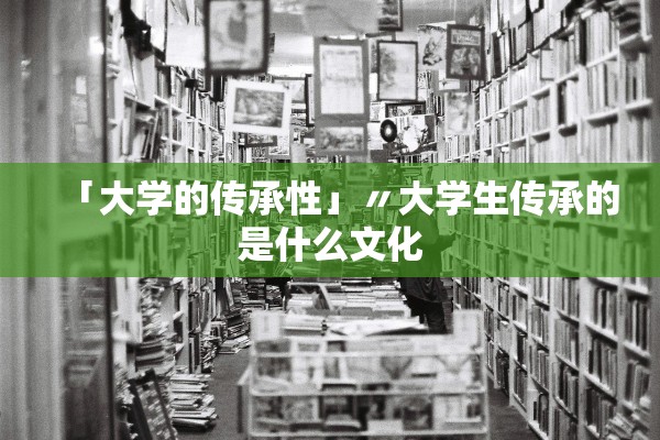 「大学的传承性」〃大学生传承的是什么文化