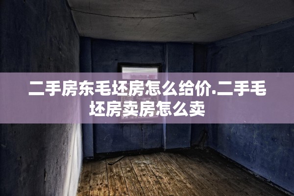 二手房东毛坯房怎么给价.二手毛坯房卖房怎么卖