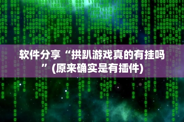 软件分享“拱趴游戏真的有挂吗”(原来确实是有插件)