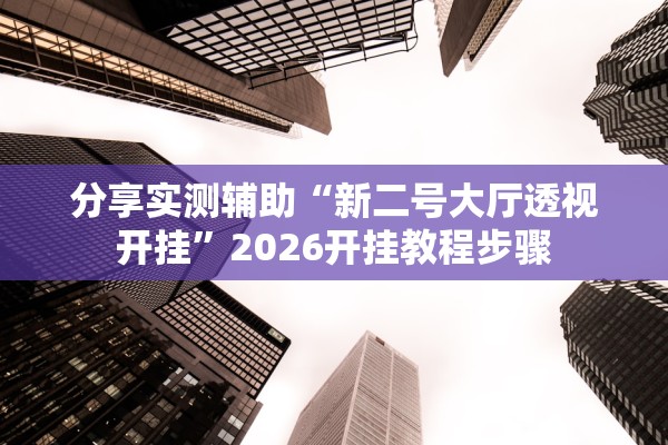 分享实测辅助“新二号大厅透视开挂	”2026开挂教程步骤
