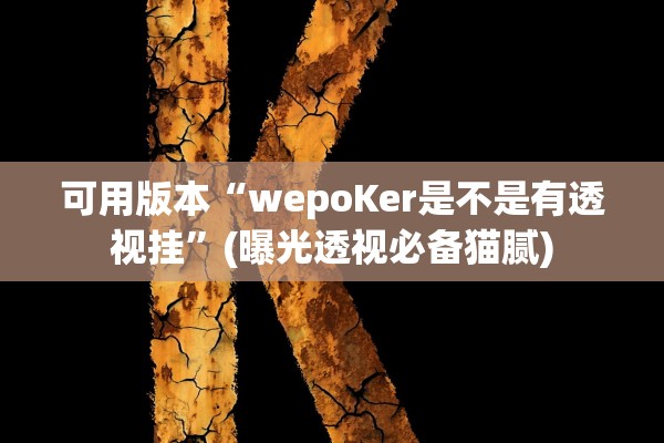 可用版本“wepoKer是不是有透视挂”(曝光透视必备猫腻)