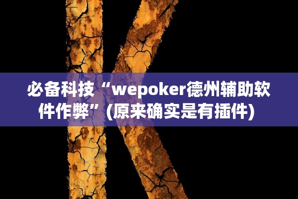 必备科技“wepoker德州辅助软件作弊	”(原来确实是有插件) 